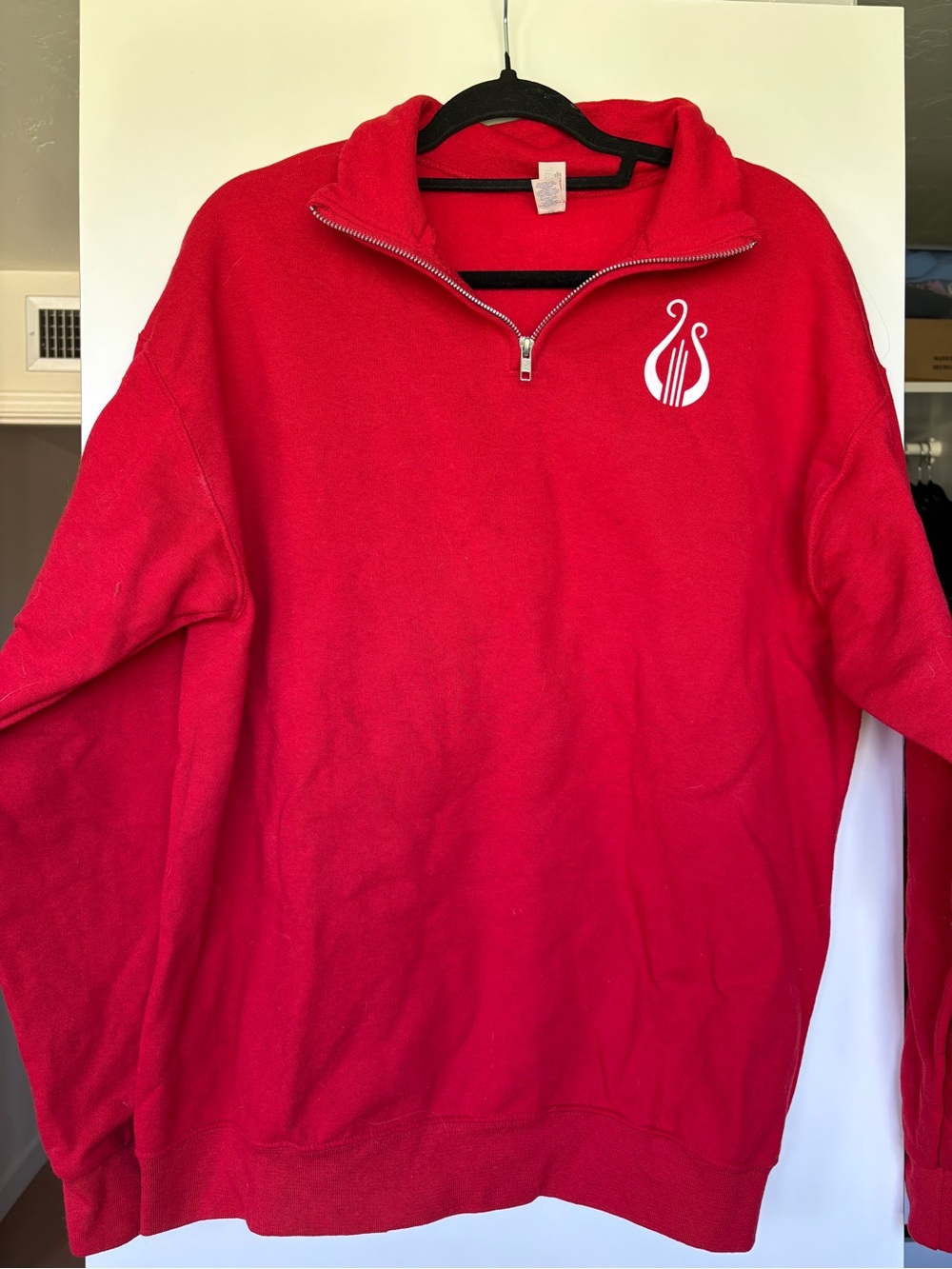 Alpha Chi Red Quarter-Zip Pullover with White Lyre